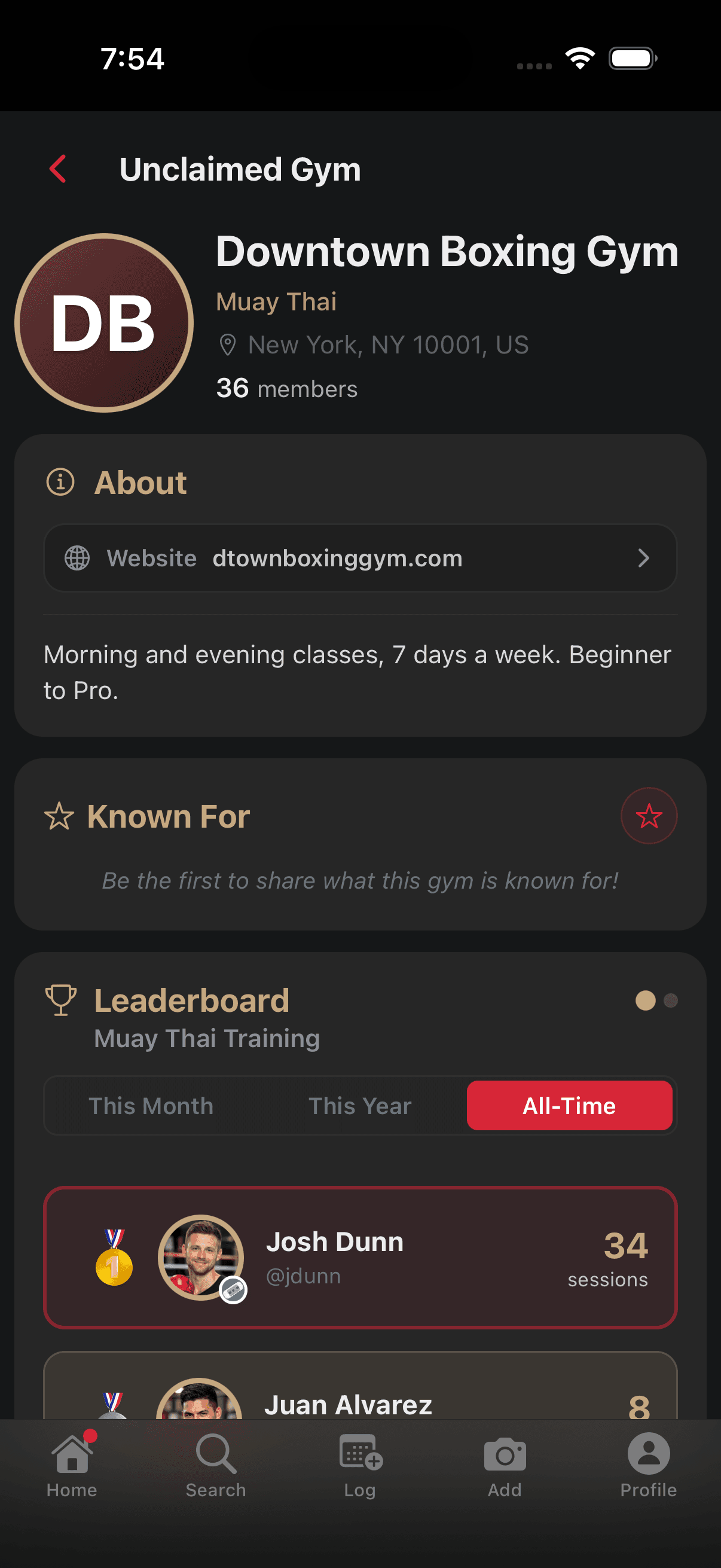 SeventhFlow gym leaderboard screen