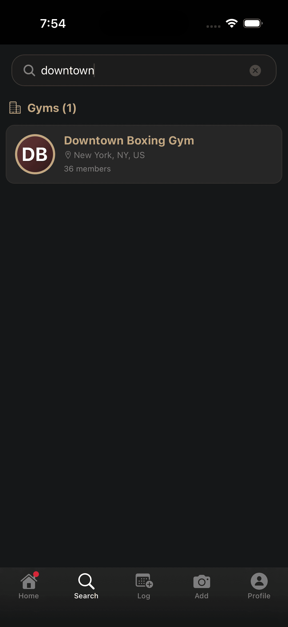 SeventhFlow gym search results screen